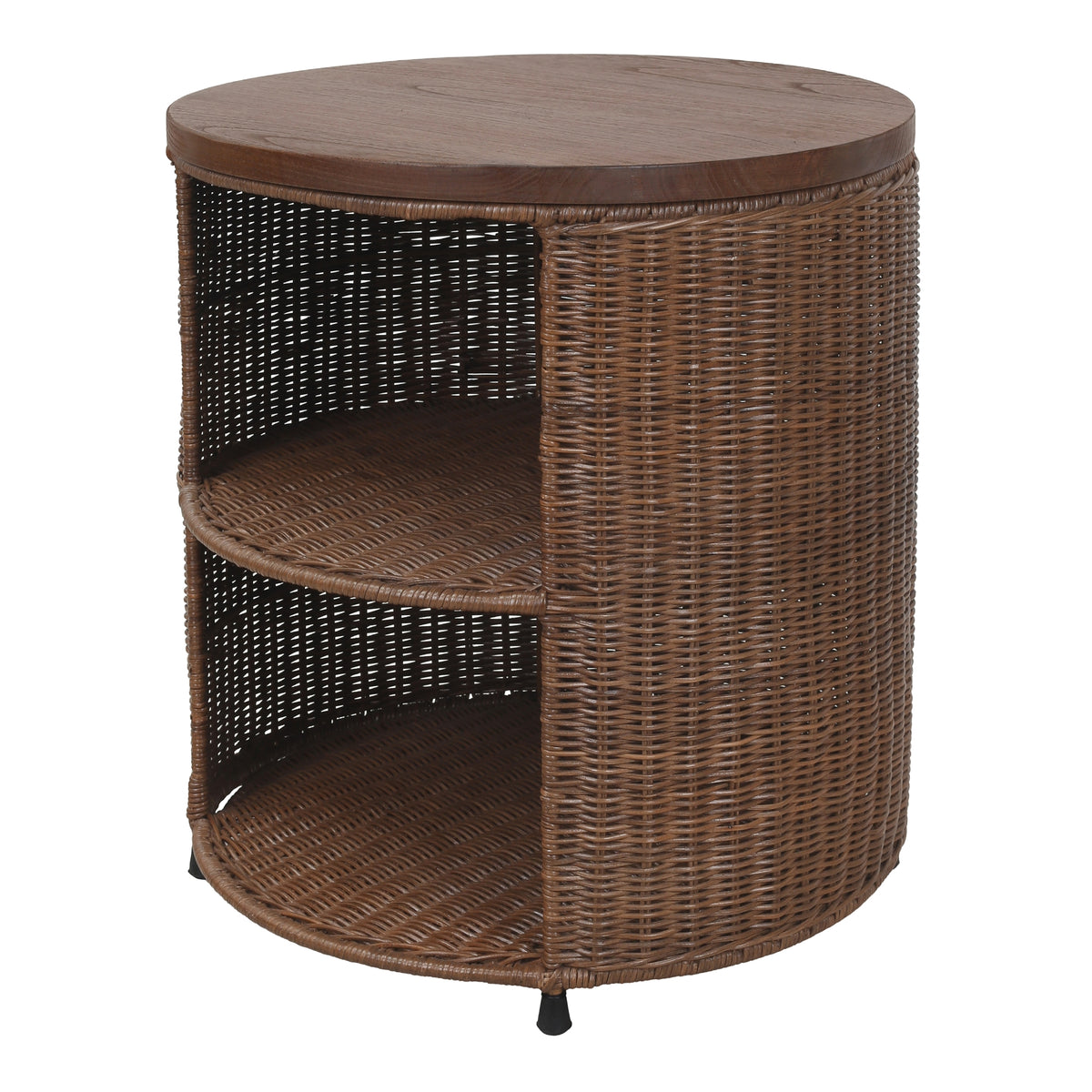 Zayn Rattan Side/End Table with Wood Top - Cane Brown