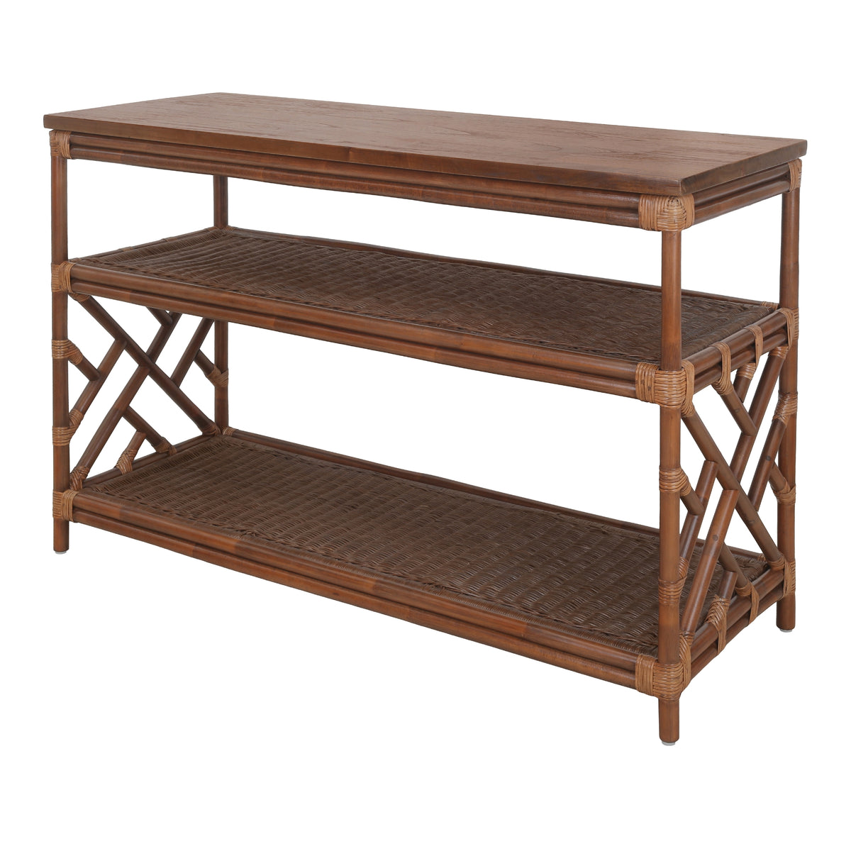 Sorea Rattan Console Table with Wood Top - Cane Brown