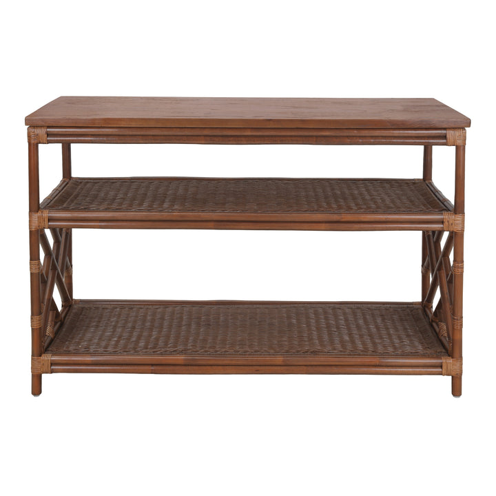 Sorea Rattan Console Table with Wood Top - Cane Brown - view 4