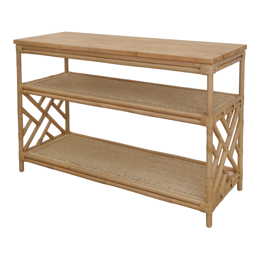 Sorea Rattan Console Table with Wood Top - Natural Wheat