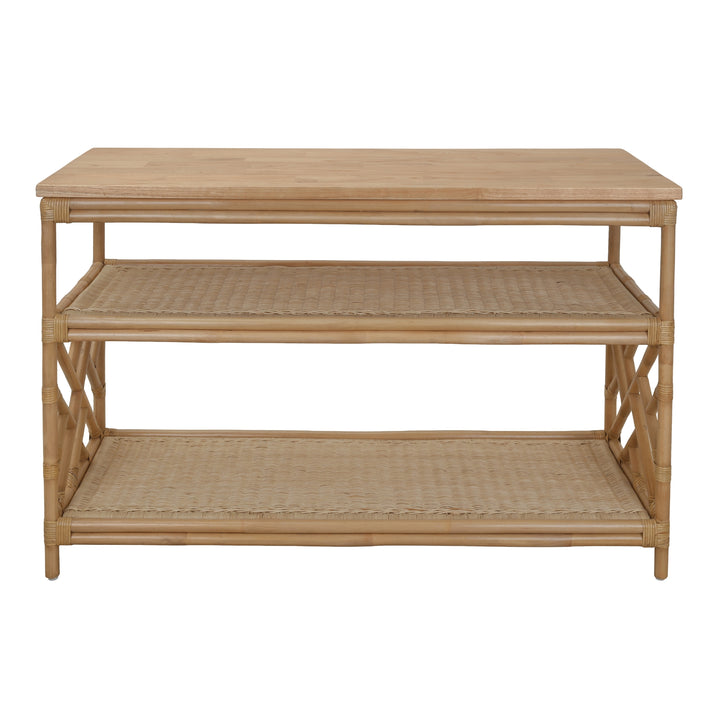 Sorea Rattan Console Table with Wood Top - Natural Wheat - view 4