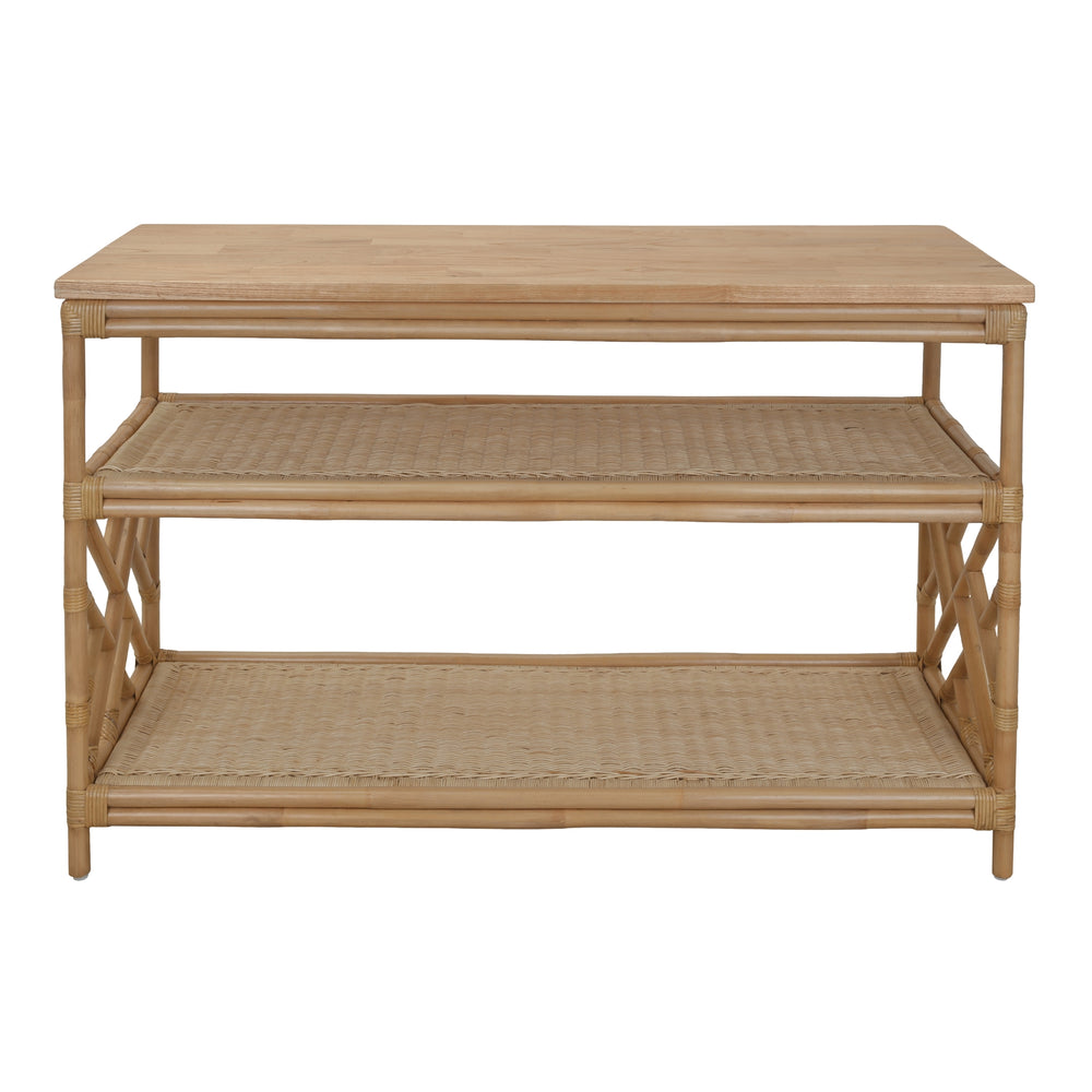 Sorea Rattan Console Table with Wood Top - Natural Wheat - view 4