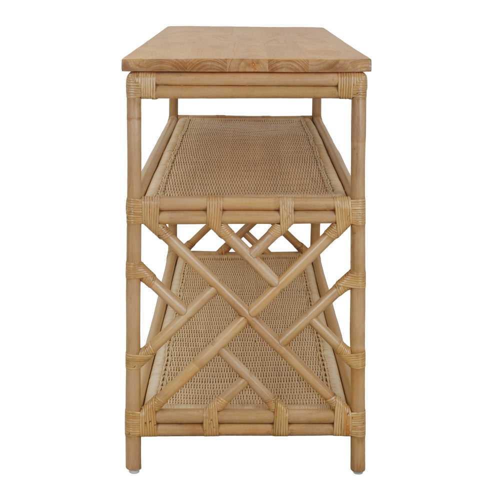 Sorea Rattan Console Table with Wood Top - Natural Wheat - view 5