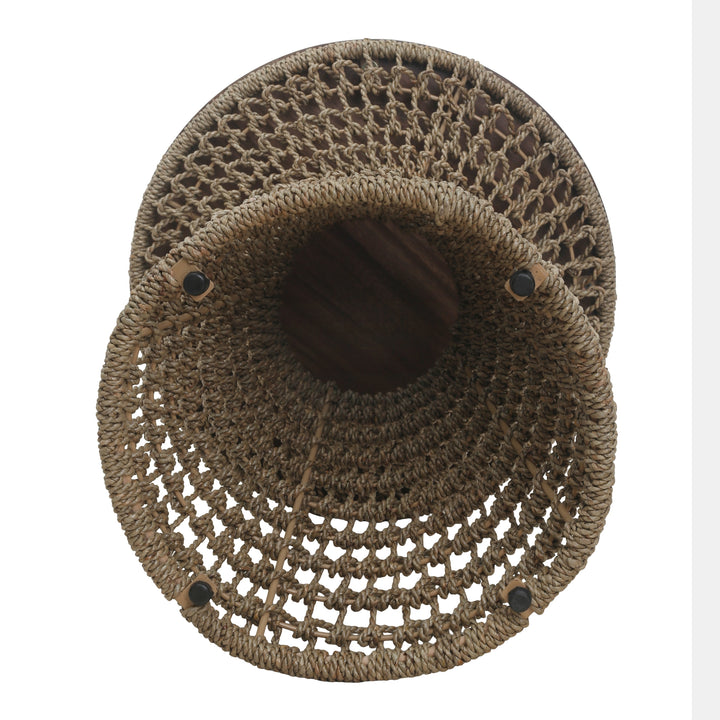 Calyx Seagrass Side/End Table with Brown Wood Top - Natural Straw - view 5
