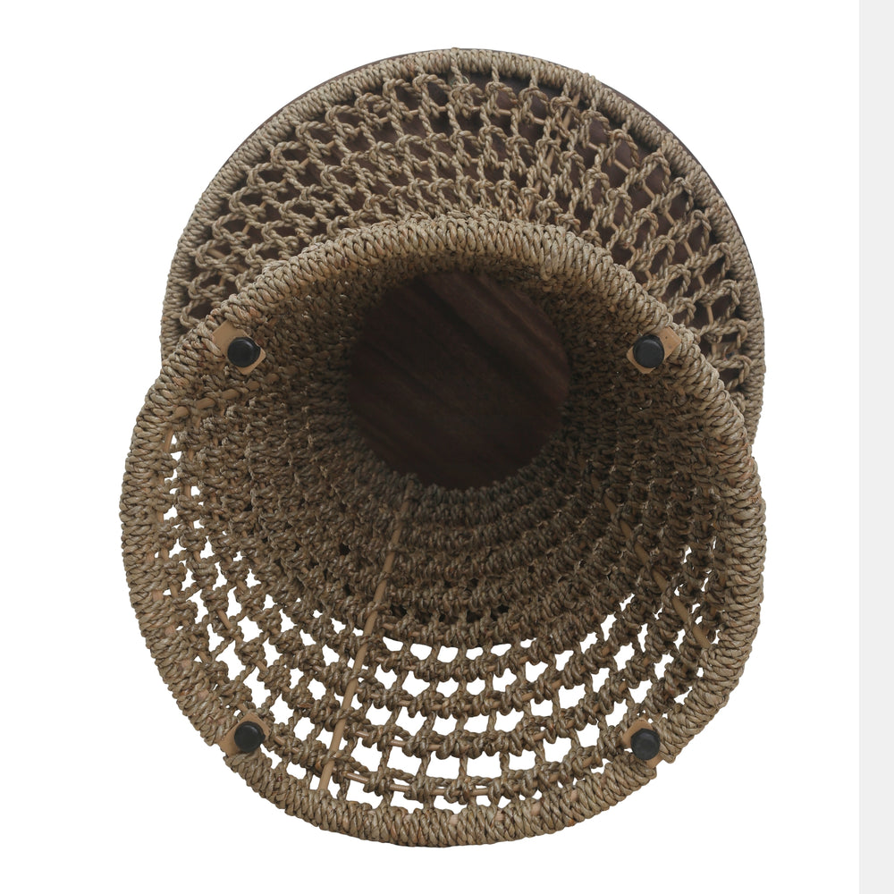 Calyx Seagrass Side/End Table with Brown Wood Top - Natural Straw - view 5