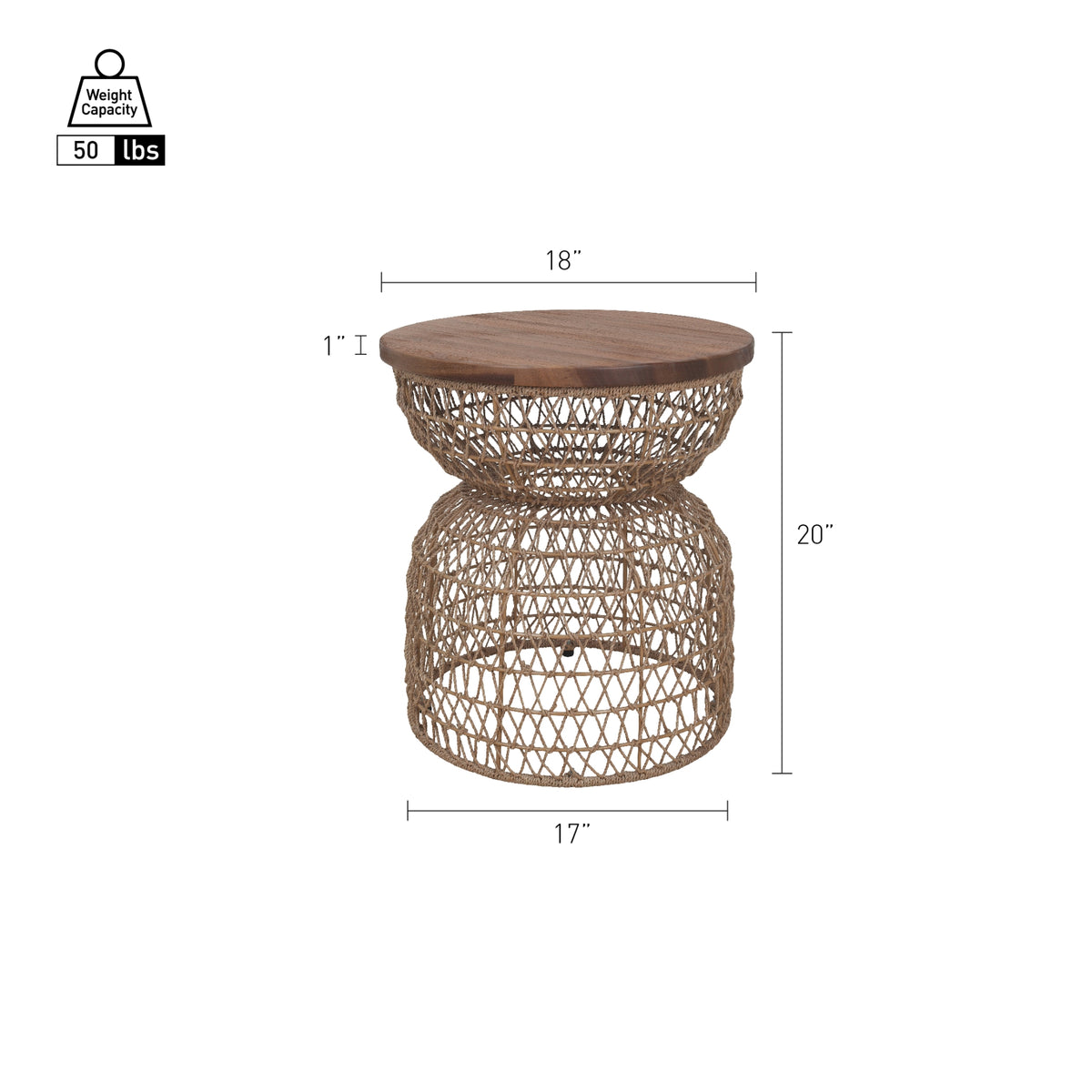 Looma Side/End Table with Brown Wood Top - Natural - view 2
