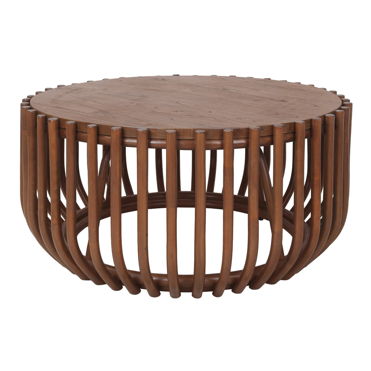 Bexa Rattan Coffee Table with Wood Top - Cane Brown