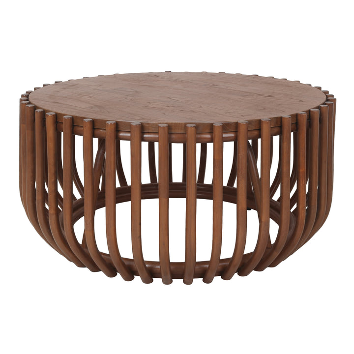 Bexa Rattan Coffee Table with Wood Top - Cane Brown