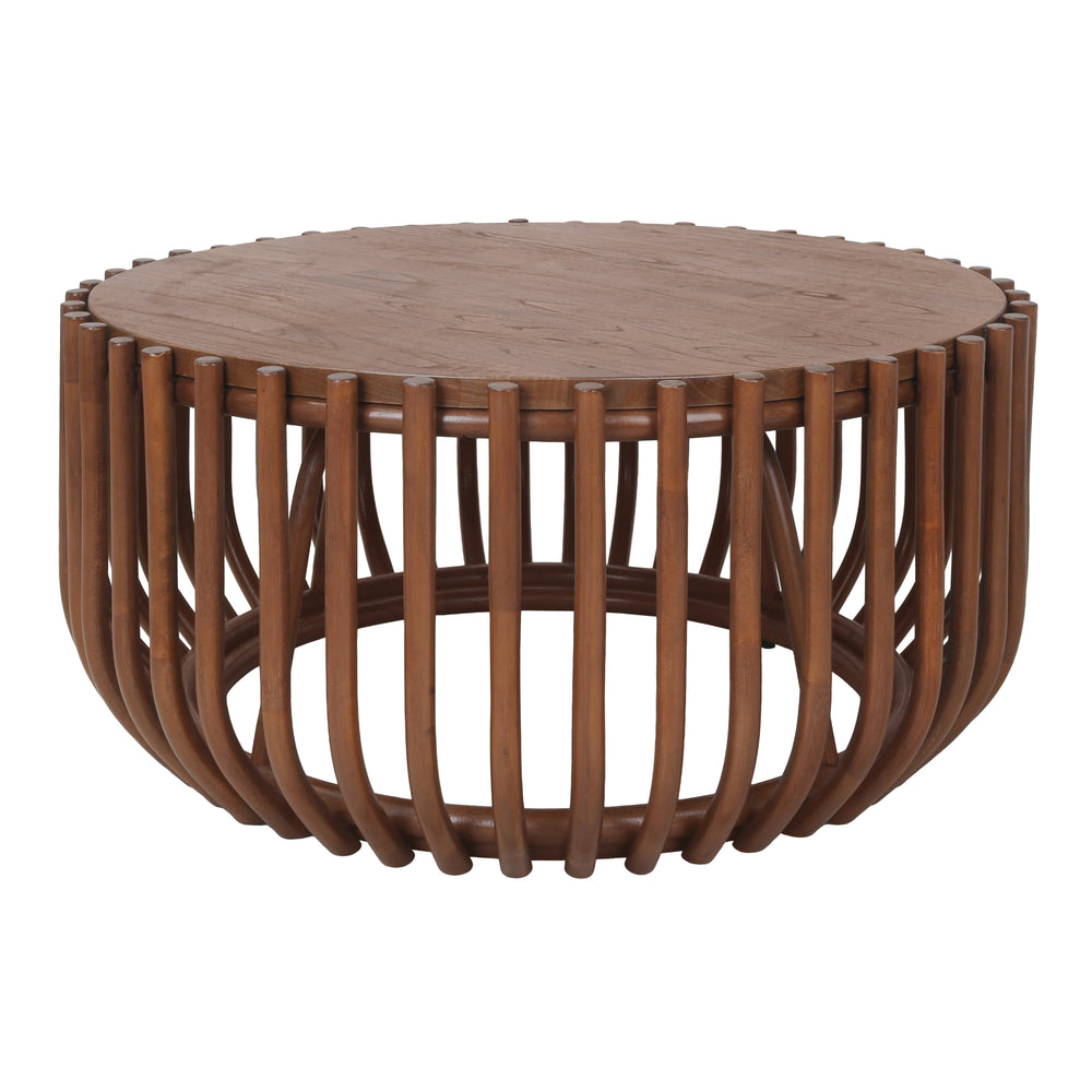 Bexa Rattan Coffee Table with Wood Top - Cane Brown