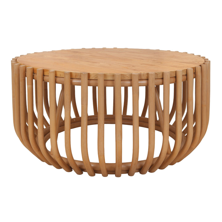 Bexa Rattan Coffee Table with Wood Top - Honey