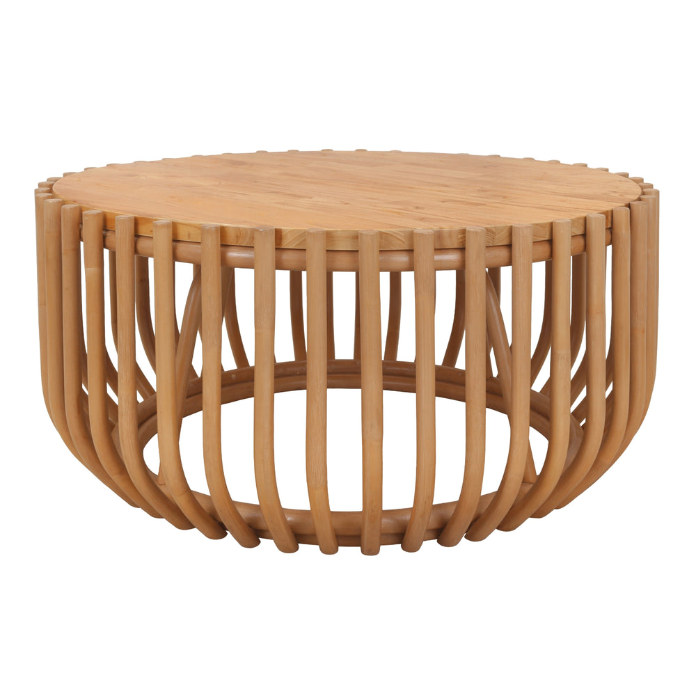 Bexa Rattan Coffee Table with Wood Top - Honey