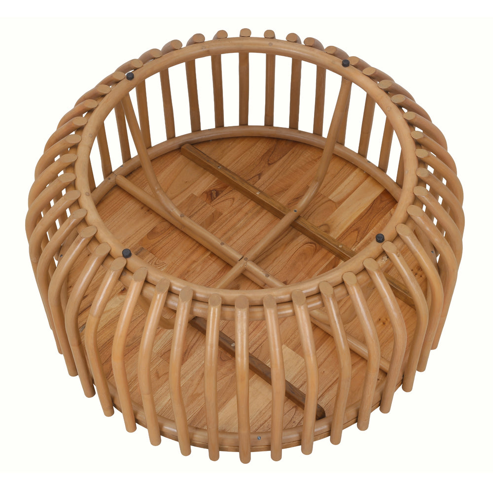 Bexa Rattan Coffee Table with Wood Top - Honey - view 5