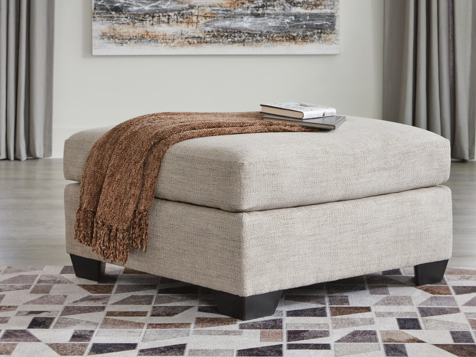 Mahoney Oversized Accent Ottoman - Pearl Silver (2)