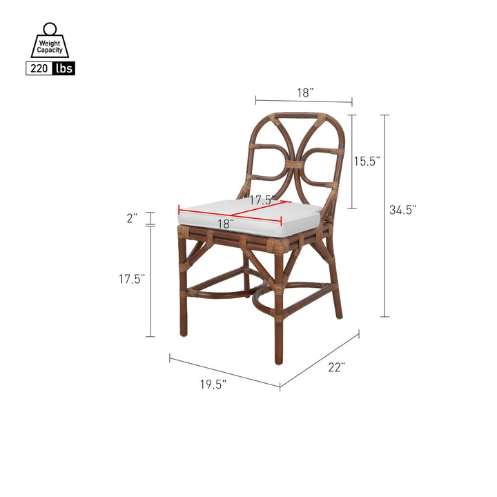 Eira Rattan Dining Side Chair - Cane Brown - view 2
