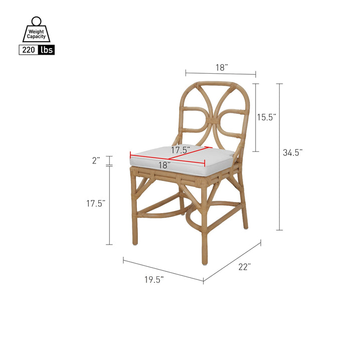 Eira Rattan Dining Side Chair - Natural Wheat - view 2