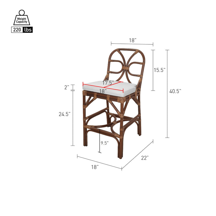 Eira Rattan Counter Stool - Cane Brown - view 2