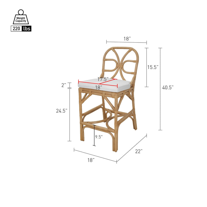 Eira Rattan Counter Stool - Natural Wheat - view 2