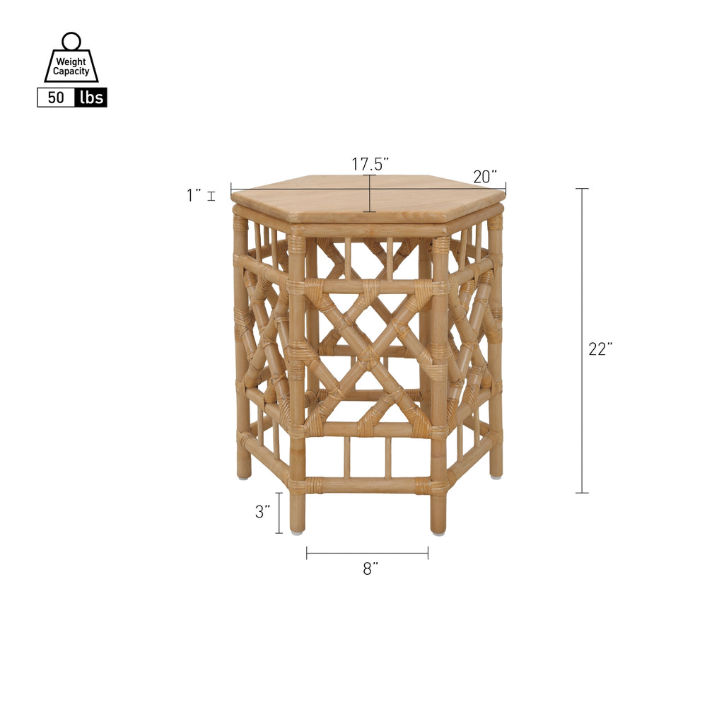 Kano Rattan Side/End Table with Wood Top - Natural Wheat - view 2