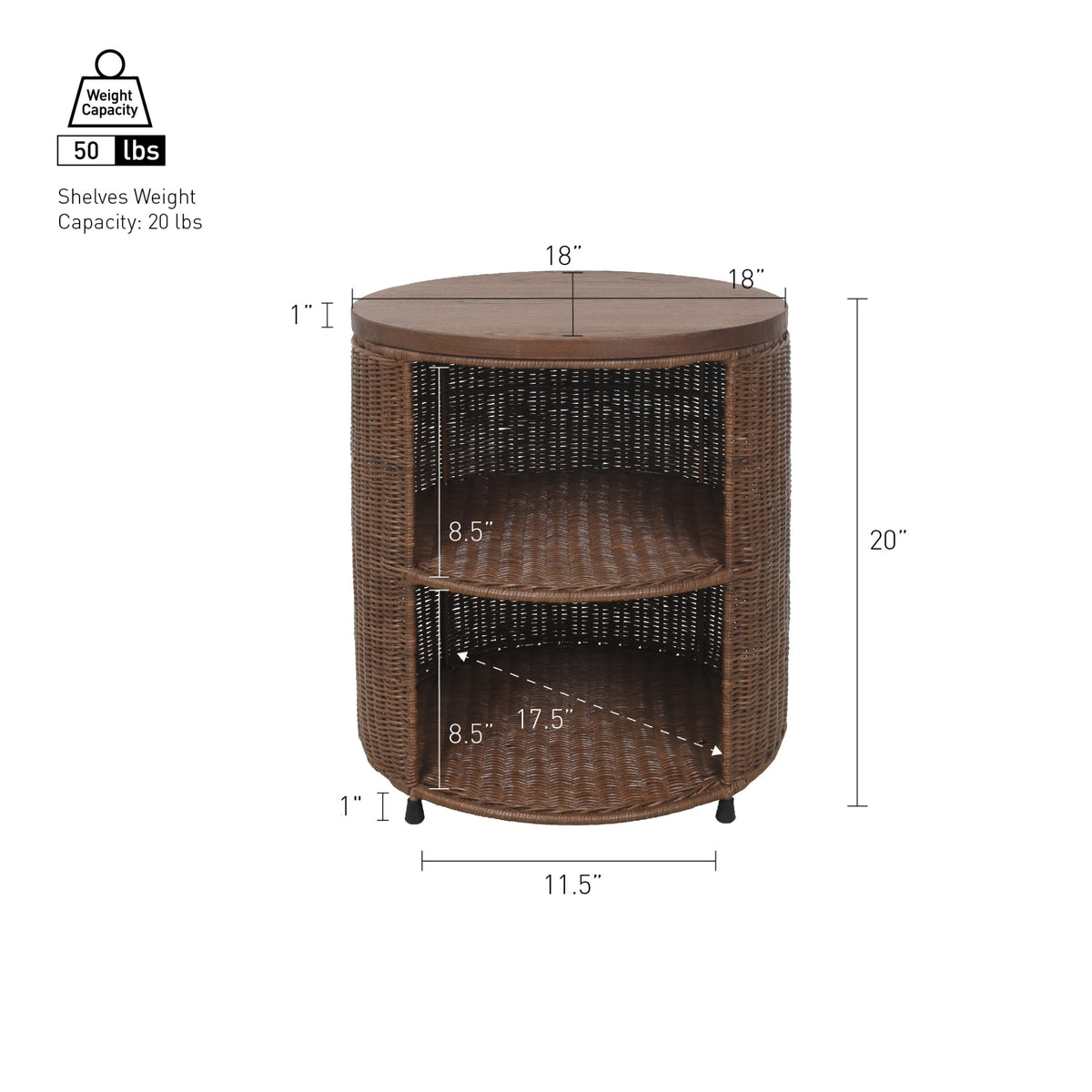 Zayn Rattan Side/End Table with Wood Top - Cane Brown - view 2