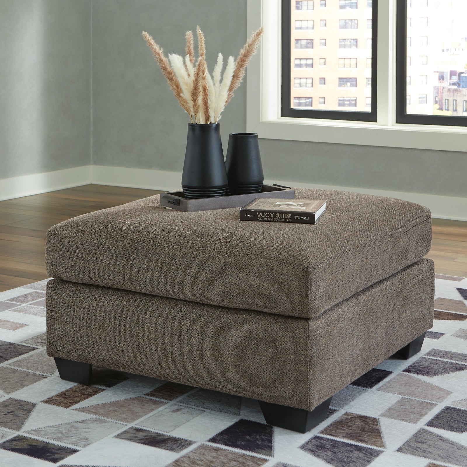 Mahoney Oversized Accent Ottoman - Dark Brown (2)