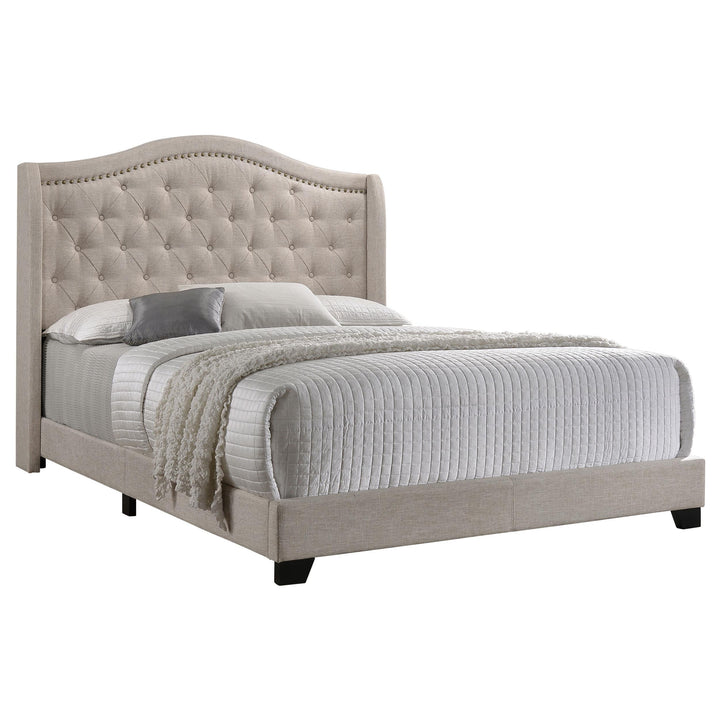 Coaster Furniture 310073F Sonoma Upholstered Full Wingback Bed Beige