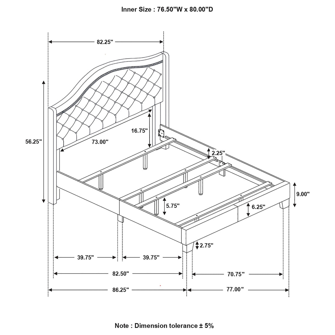 Coaster Furniture 310073KE Sonoma Upholstered Eastern King Wingback Bed Beige