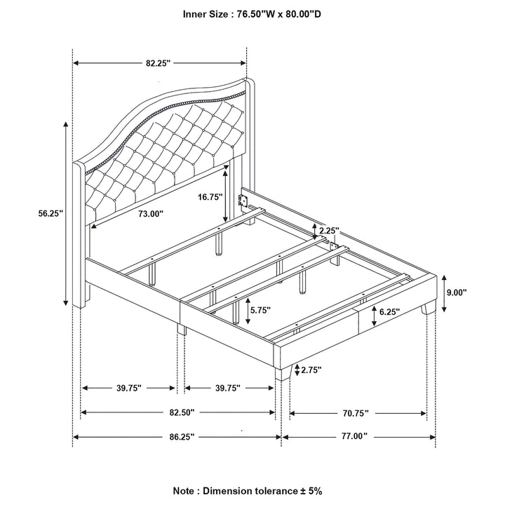 Coaster Furniture 310073KE Sonoma Upholstered Eastern King Wingback Bed Beige
