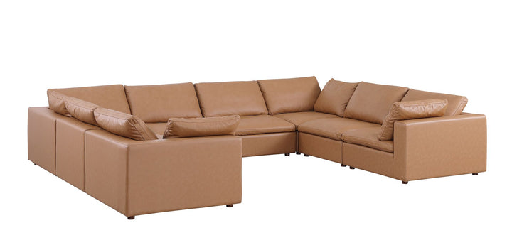 DivanItalia 1100 8-Piece U-Shaped Sectional in Top-Grain Italian Leather - Cognac