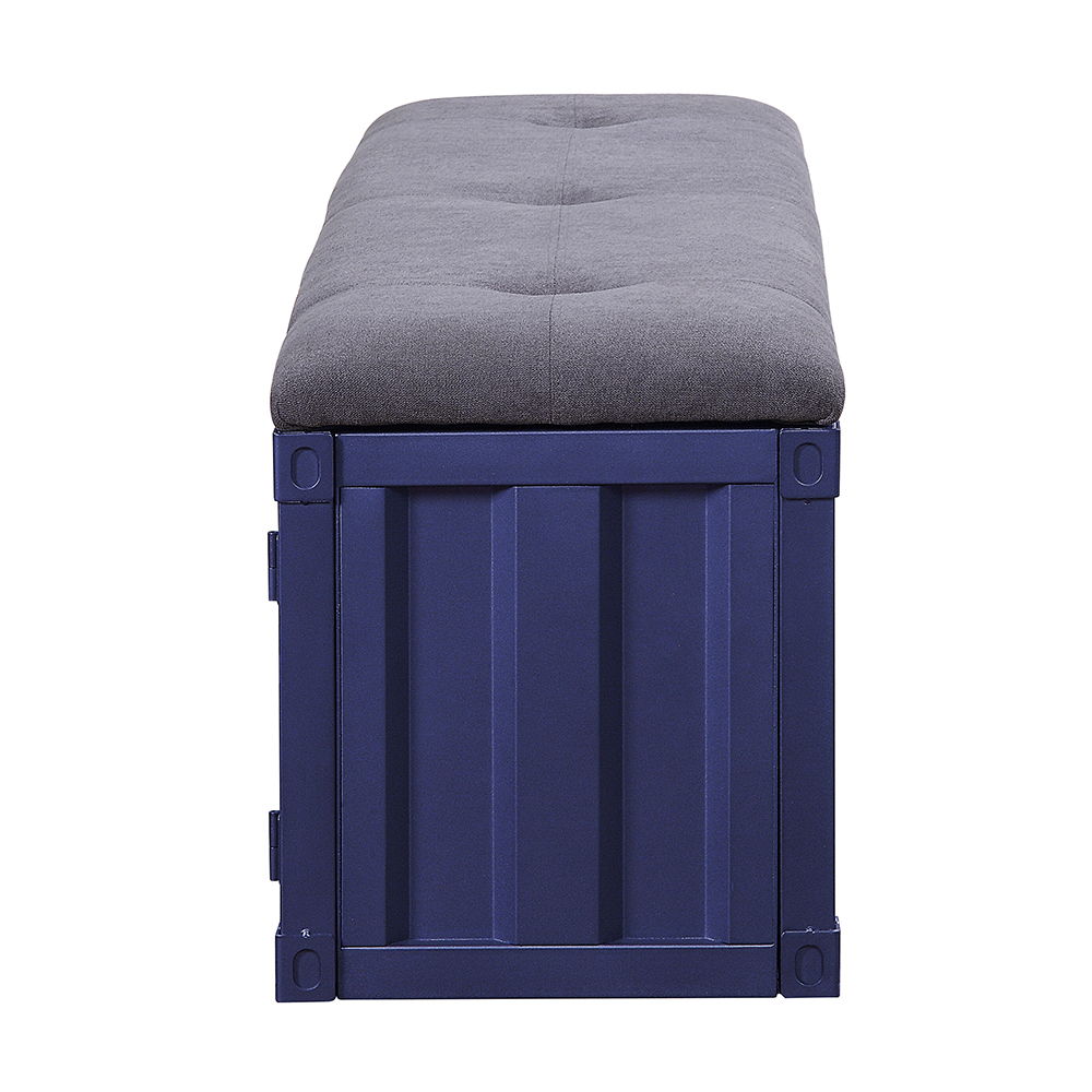 Cargo - Bench With Storage - Gray Fabric & Blue