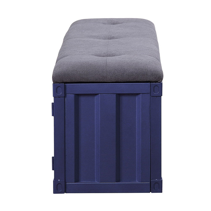Cargo - Bench With Storage - Gray Fabric & Blue