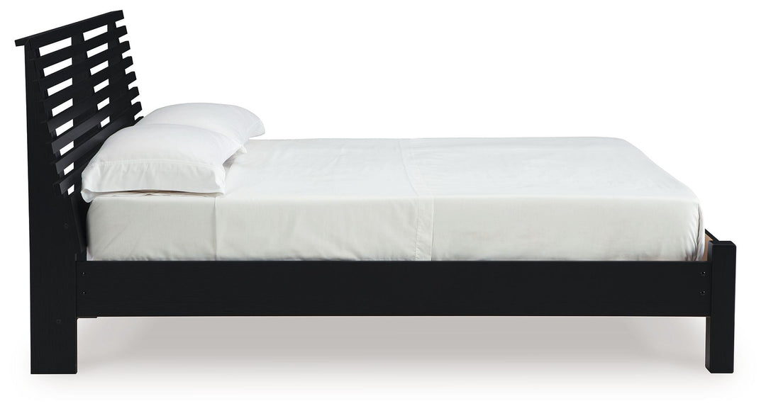 Danziar - Queen Slat Panel Bed With Low Footboard - Black by Ashley Furniture product image