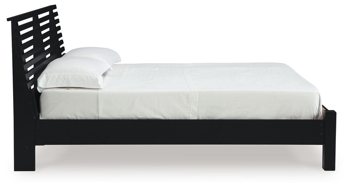 Danziar - Queen Slat Panel Bed With Low Footboard - Black by Ashley Furniture product image
