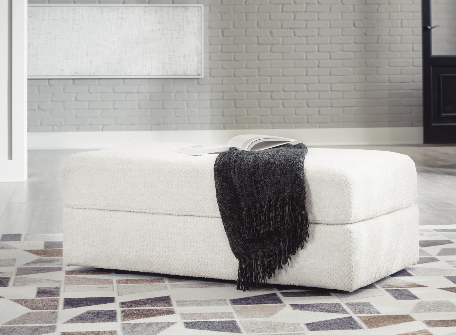 Karinne Oversized Accent Ottoman - White (1)
