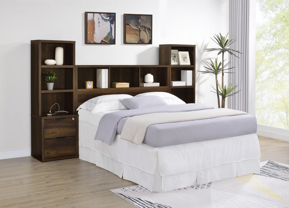 Westpark - Queen Bookcase Headboard - Dark Pine