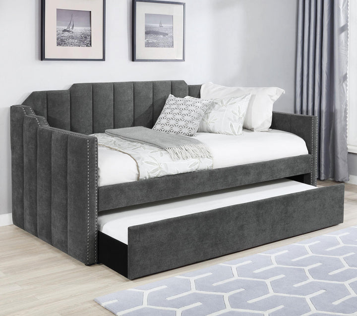 Coaster Furniture 315962 Kingston Upholstered Twin Daybed with Trundle Charcoal