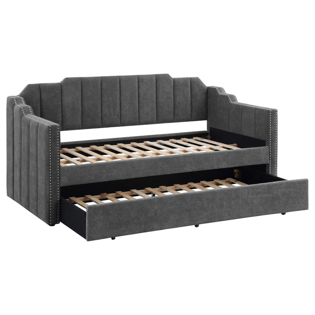 Coaster Furniture 315962 Kingston Upholstered Twin Daybed with Trundle Charcoal