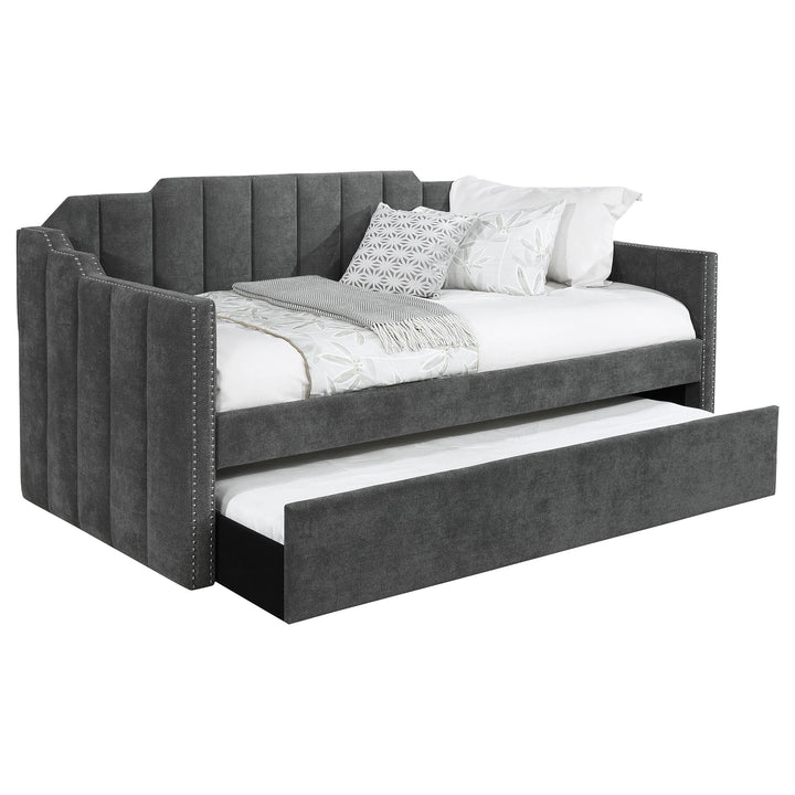 Coaster Furniture 315962 Kingston Upholstered Twin Daybed with Trundle Charcoal