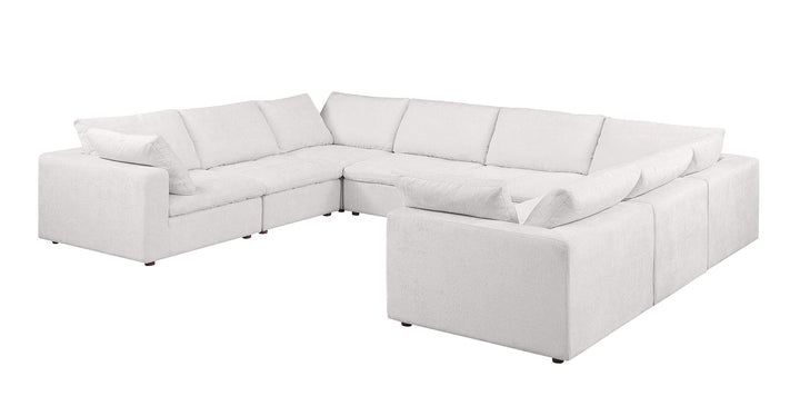 DivanItalia 1100 8-Piece U-Shaped Sectional in Top-Grain Italian Leather - Light Gray
