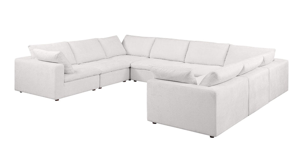 DivanItalia 1100 8-Piece U-Shaped Sectional in Top-Grain Italian Leather - Light Gray