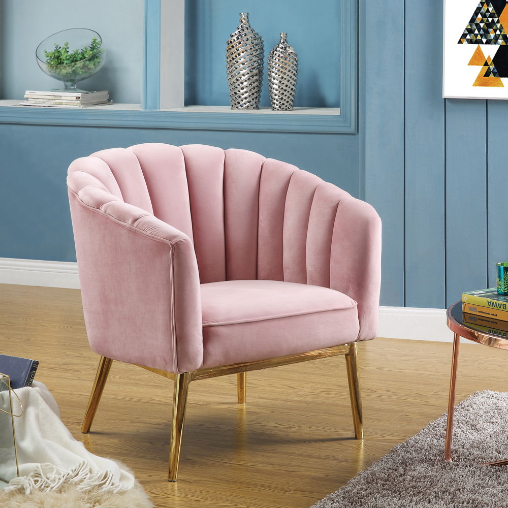 Colla - Accent Chair - Blush Pink Velvet & Gold