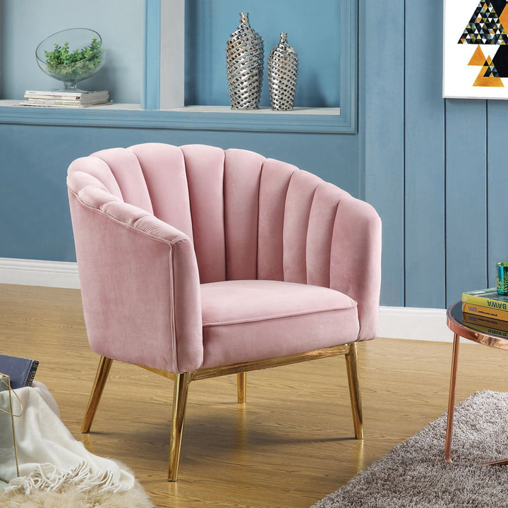 Colla - Accent Chair - Blush Pink Velvet & Gold