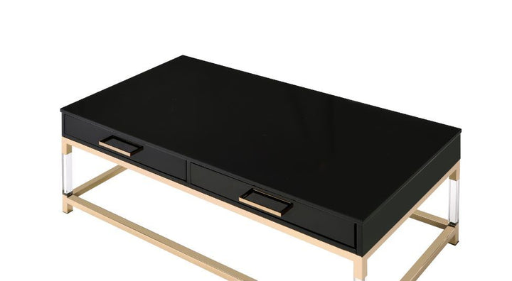 Adiel - Coffee Table - Black High Gloss & Gold