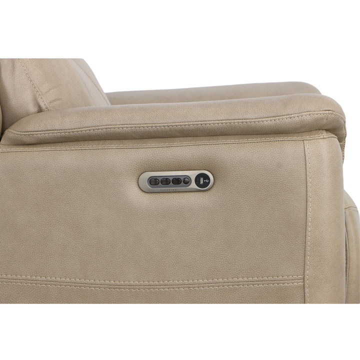 Crew Leather Power Recliner with Power Headrest &amp; Lumbar in Pebble