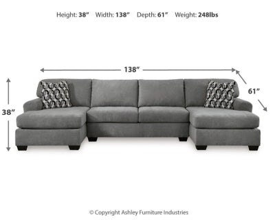 Birkdale Court 3-Piece Sectional - Dark Gray