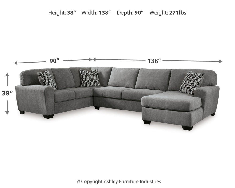 Birkdale Court 3-Piece Sectional with Chaise - Gray (6)