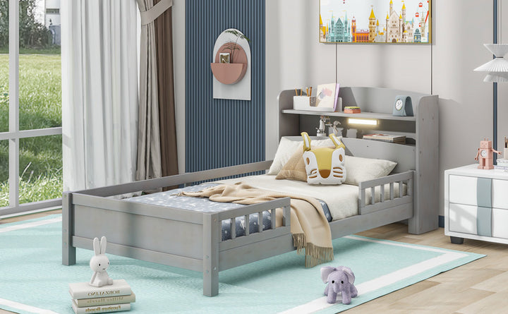 wood-twin-size-platform-bed-with-built-in-led-light-storage-headboard-and-guardrail-antique-grey