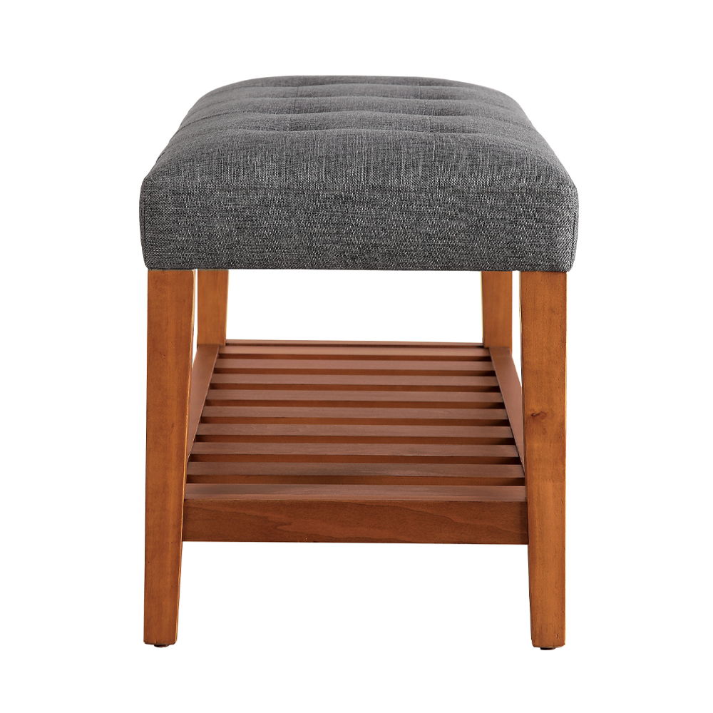 Charla - Bench - Gray Fabric & Oak