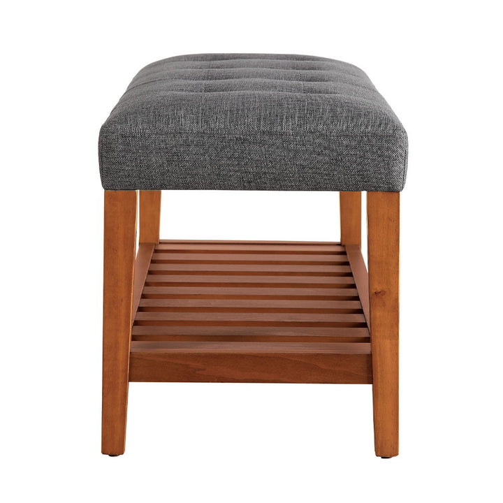 Charla - Bench - Gray Fabric & Oak