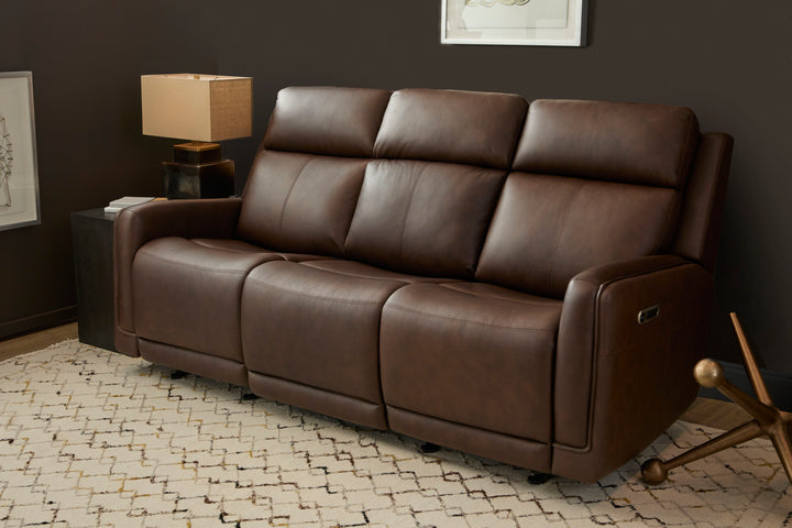 Flexsteel 1158-63GL-94671 Alister  Power Gliding Sofa With Power Headrests & Lumbar  Burnt Umber