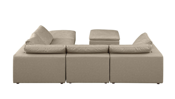 DivanItalia 1100 6-Piece Right Arm Facing 3-Seat Sectional – Top-Grain Italian Leather - Beige